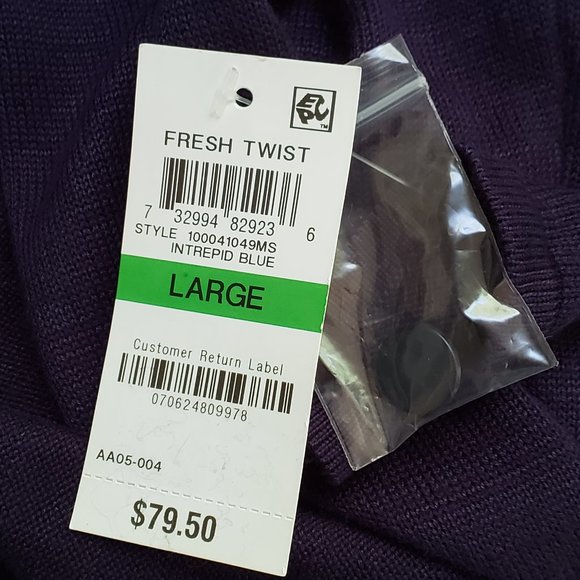 Charter Club Navy Red Button Front V-Neck Preppy Dark Academia Cardigan Size L - Picture 9 of 9